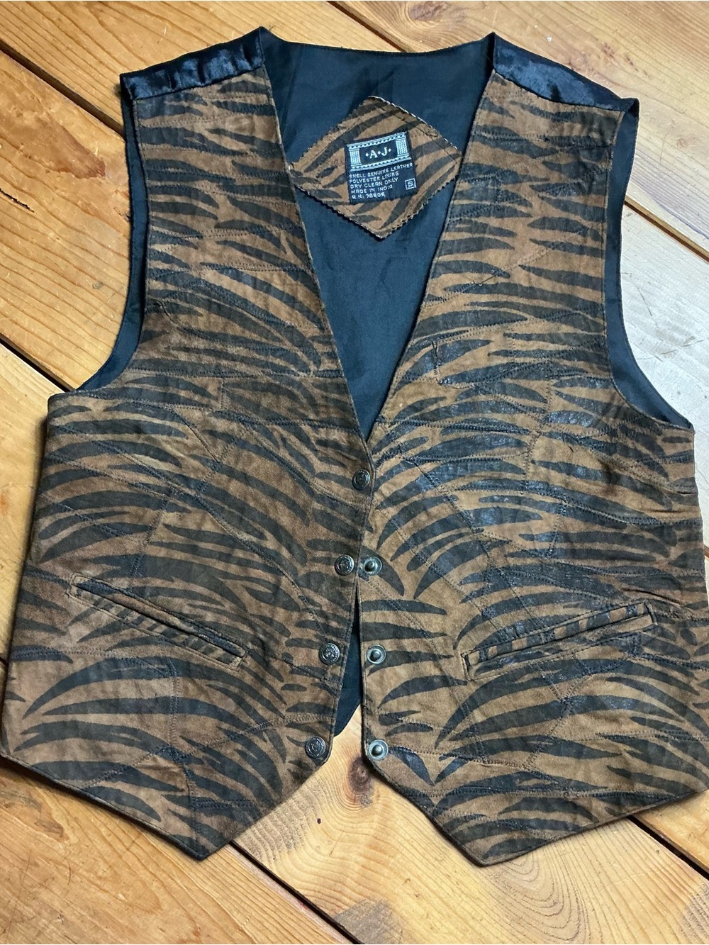 Vintage Leather Vest Animal Prints sz S